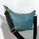 Sac messager en simili cuir bleu/vert