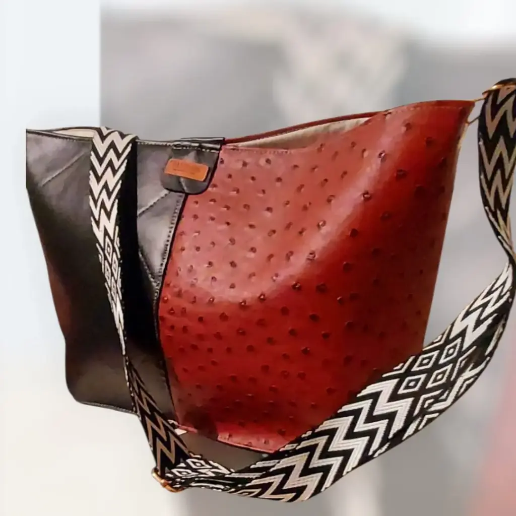 Bohobag bicolore noir & bordeaux - Simili cuir