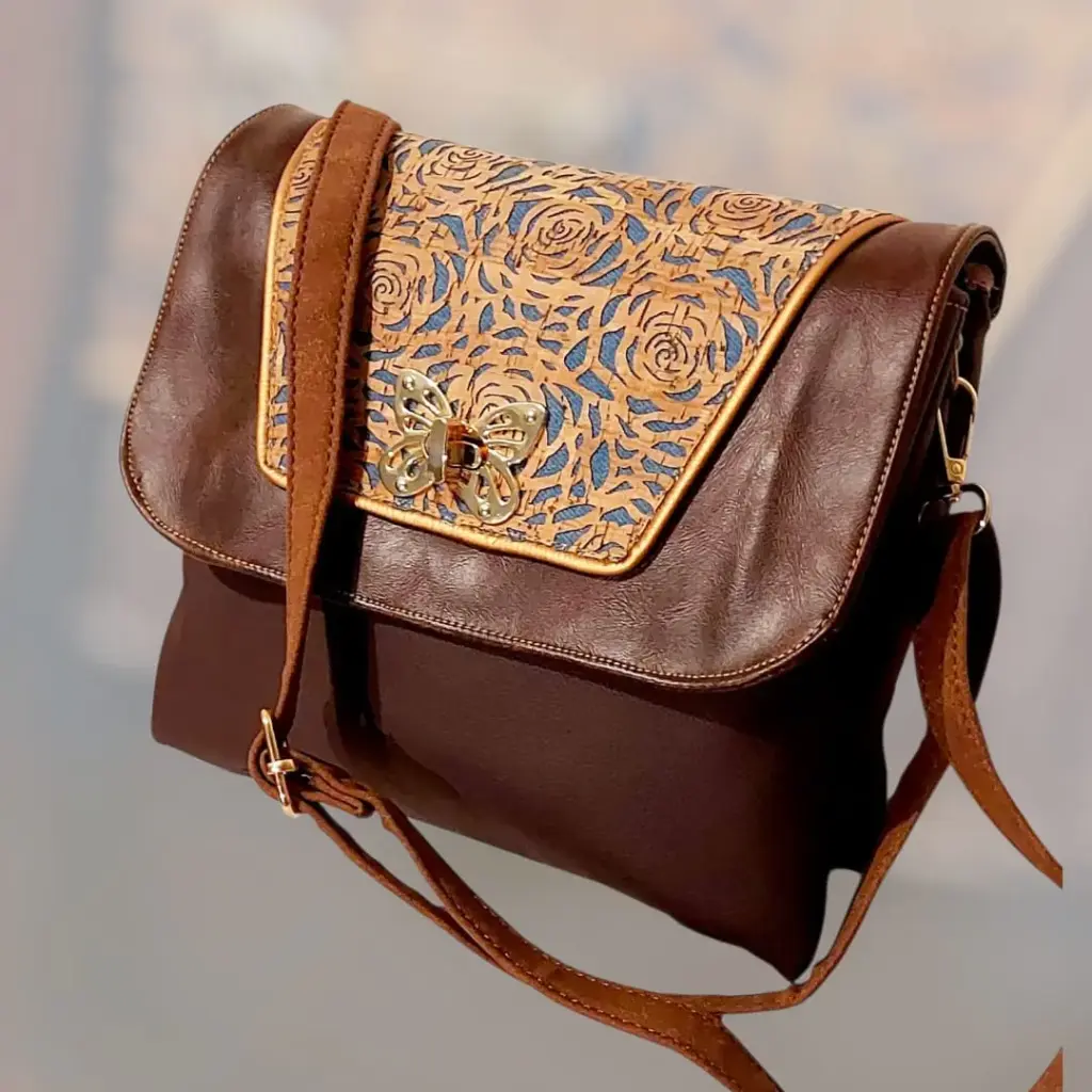 Sac Double besace à rabat liège