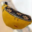 Banane moutarde/tissu floral - Velours côtelé