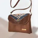 Sac besace double compartiments simili cuir et liège