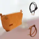 Mini sac à portable velours côtelé abricot