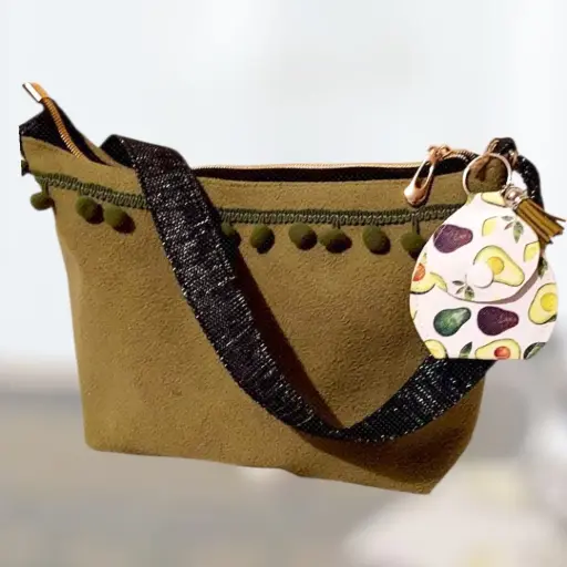 Sac messager - Suédine vegan kaki
