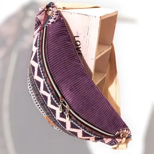 Banane violet/jacquard ethnique - Velours côtelé