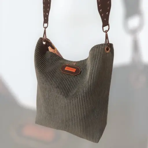 Sac boho en velours côtelé – vert sapin