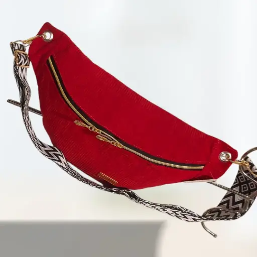 Banane rouge unie - Velours côtelé