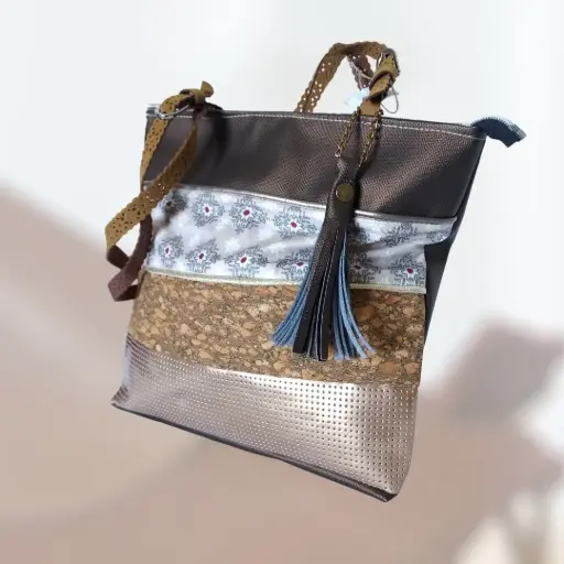 Sac cabas en simili en patchwork