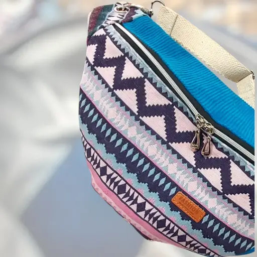 Banane turquoise/jacquard - Velours côtelé