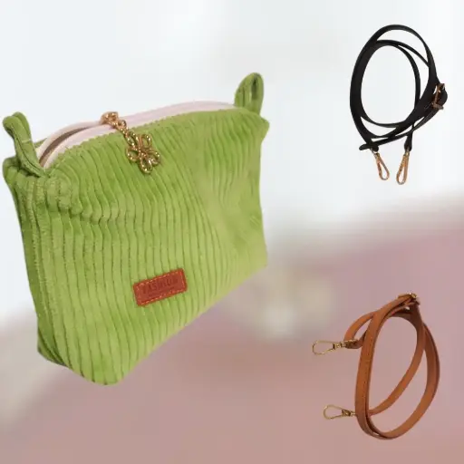 Mini sac à portable velours côtelé vert pomme