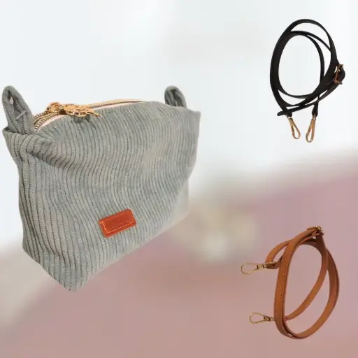 Mini sac à portable velours côtelé vert céladon