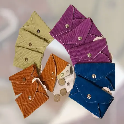Porte monnaie enveloppe velours côtelé 