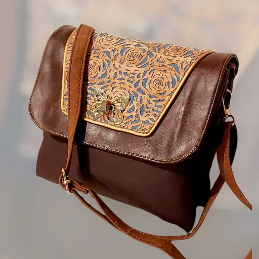 Sac Double besace à rabat liège