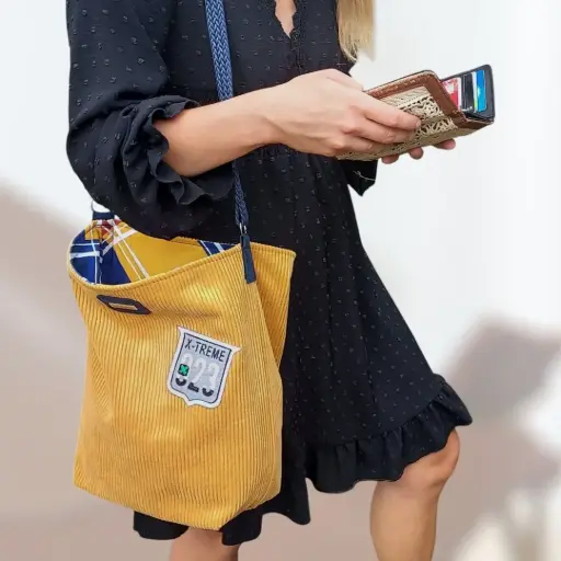 Sac boho en velours côtelé – moutarde