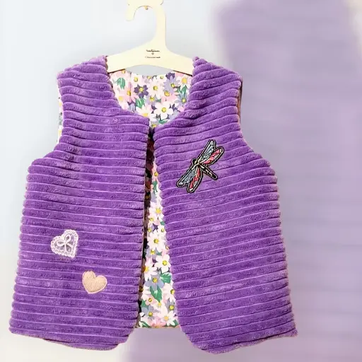 Gilet de berger velours violine 2 ans