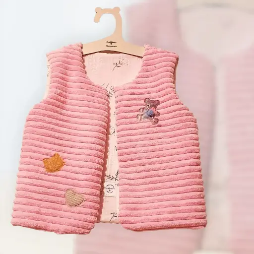 Gilet de berger velours rose 12/18 mois