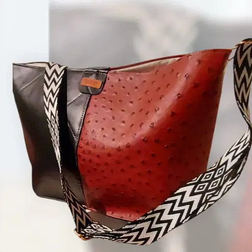 Bohobag bicolore noir & bordeaux - Simili cuir
