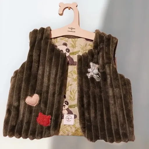 Gilet de berger velours kaki 3/6 mois