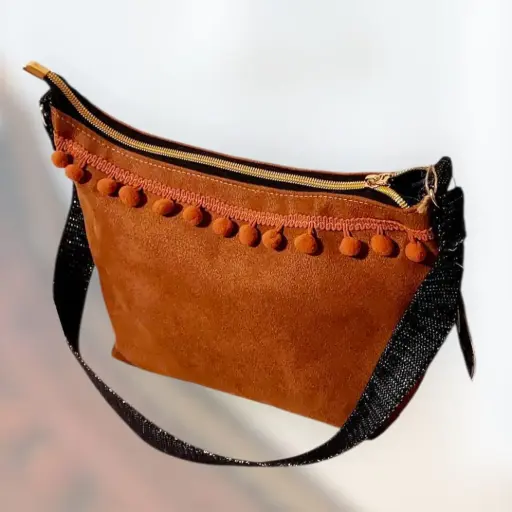 Sac messager - Suédine vegan caramel