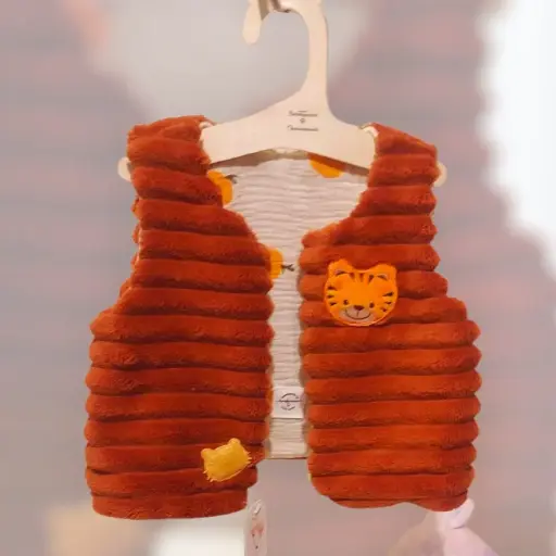 Gilet de berger velours terracota 3/6 mois