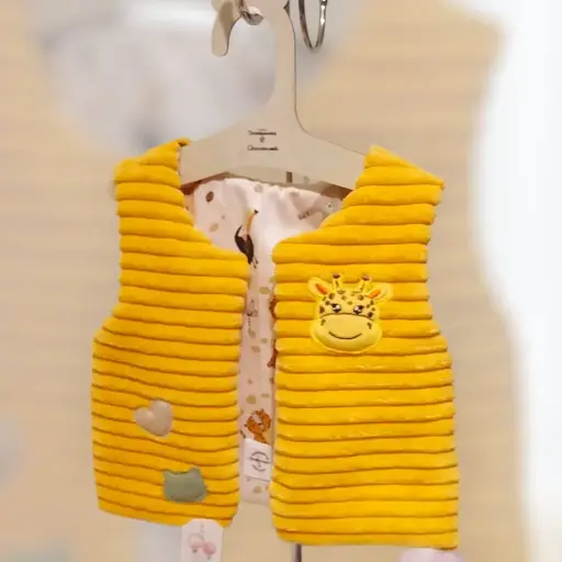 Gilet de berger velours jaune 3/6 mois