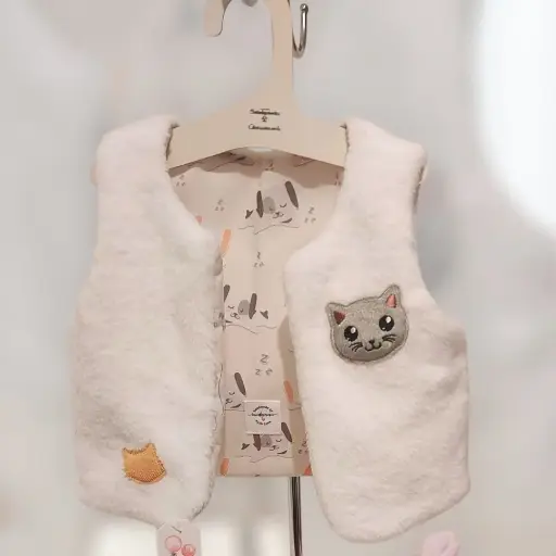 Gilet de berger fausse fourrure blanc 3/6 mois