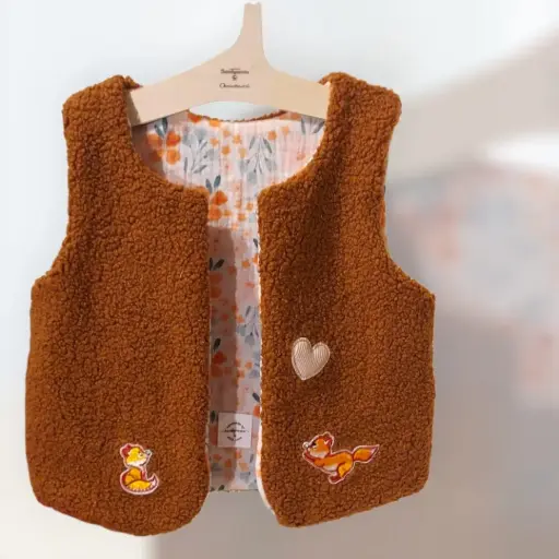 Gilet berger bouclette caramel 9/12 mois