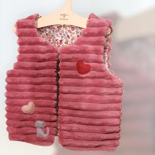 Gilet berger Velours bois de rose 9/12 mois